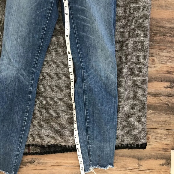 EUC J crew high rise skinny blue jeans raw hem sz 28 - Picture 2 of 5